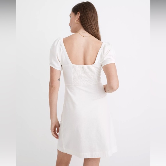 (G1) Linen-Cotton Puff-Sleeve Mini Dress - Picture 4 of 5